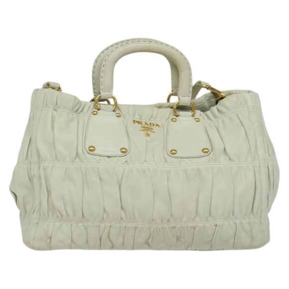 Prada Gaufre White Leather Handbag (Pre-Owned) - Picture 1 of 16